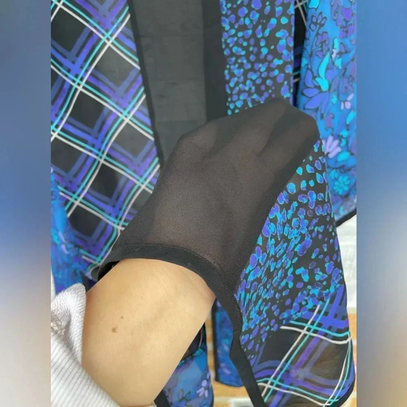 KOOS OF COURSE Blue and Purple Mixed Pattern Robe/Duster medium - Picture 8 of 8